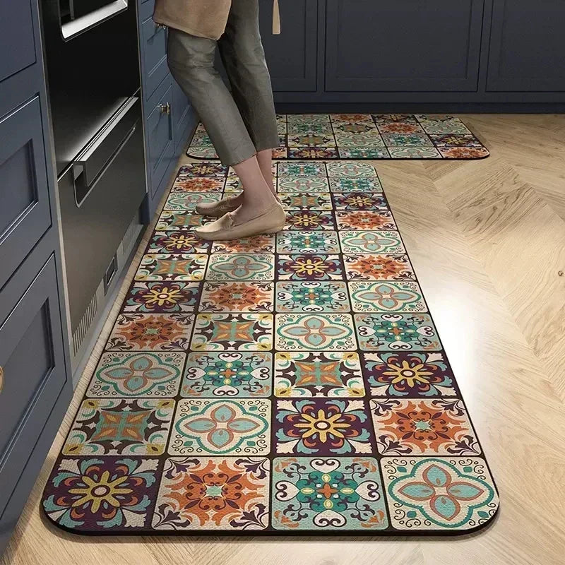 Kitchen Rug Absorbent Printed Non-slip Hallway Long Rug