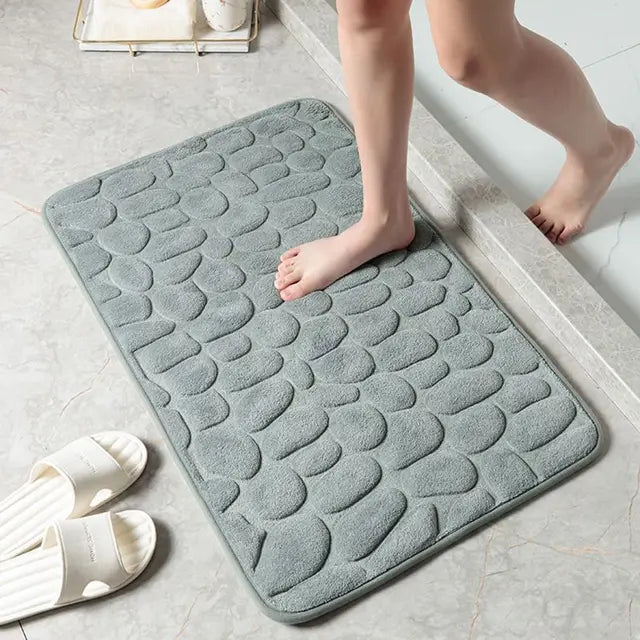 Cobblestone Embossed Bath Mat Non-slip Water Absorption Washable Mat