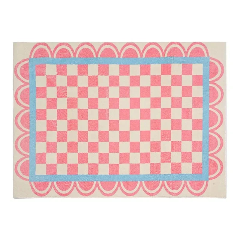 Checkerboard Large Area Carpet Soft Comfortable Plaid Bedroom Rug