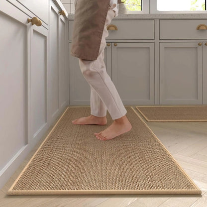 Washable Non-slip Kitchen Rug Faux Sisal Running Rug