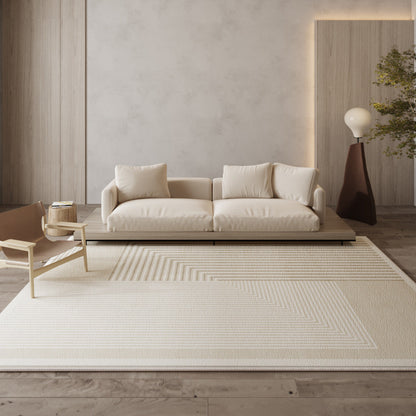 Modern Cream Loop-Pile Carpet – Full-Coverage Non-Slip Rug