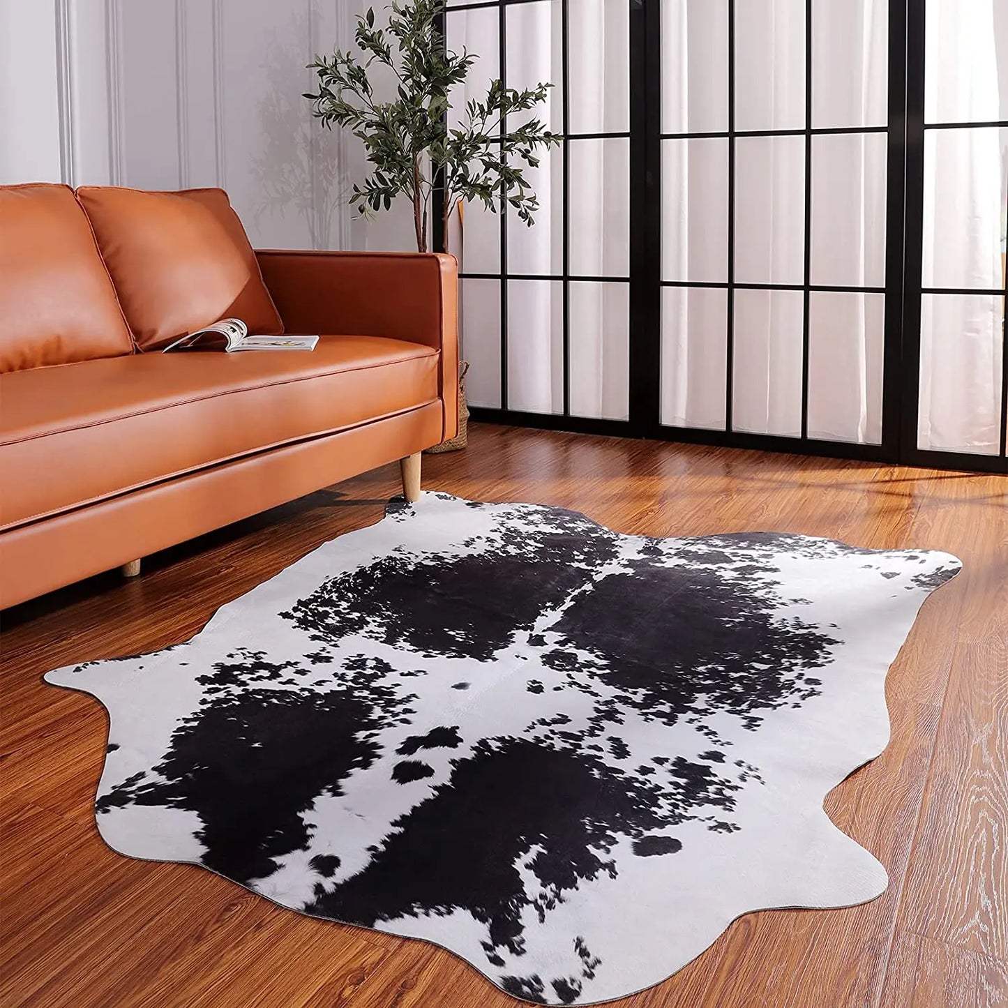 Imitation Cow Leather Area Rug Room Decor Industrial Style Modern Rug