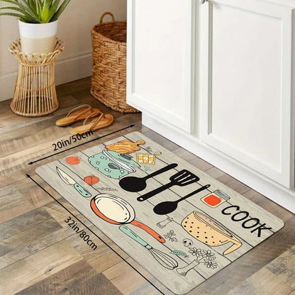 Cartoon knife and fork kitchen waterproof door home decoration Rug