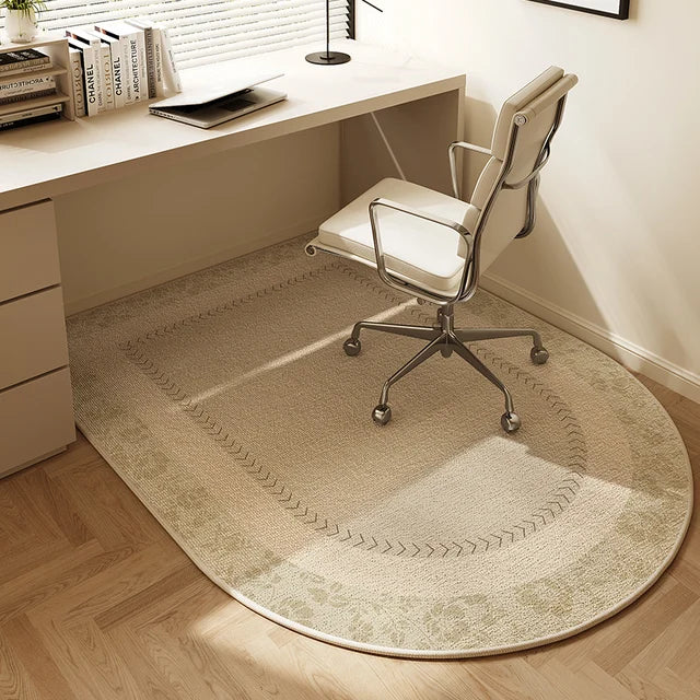 Study Chair Non-slip Beige Striped Rug TPR Bottom Area Rugs