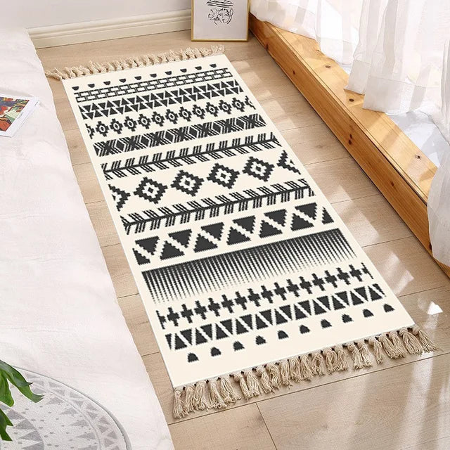 Boho Runner Rugs for Bedroom Living Room Cotton and Linen Home Rug