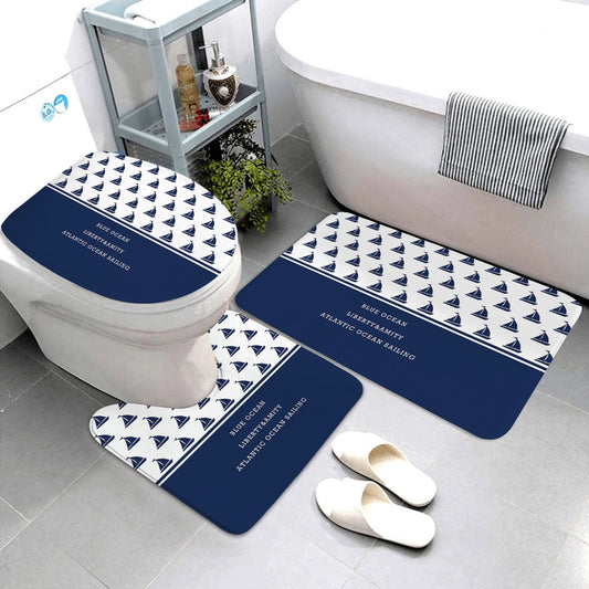 dark blue nautical series bathroom mat three-piece bathroom mat