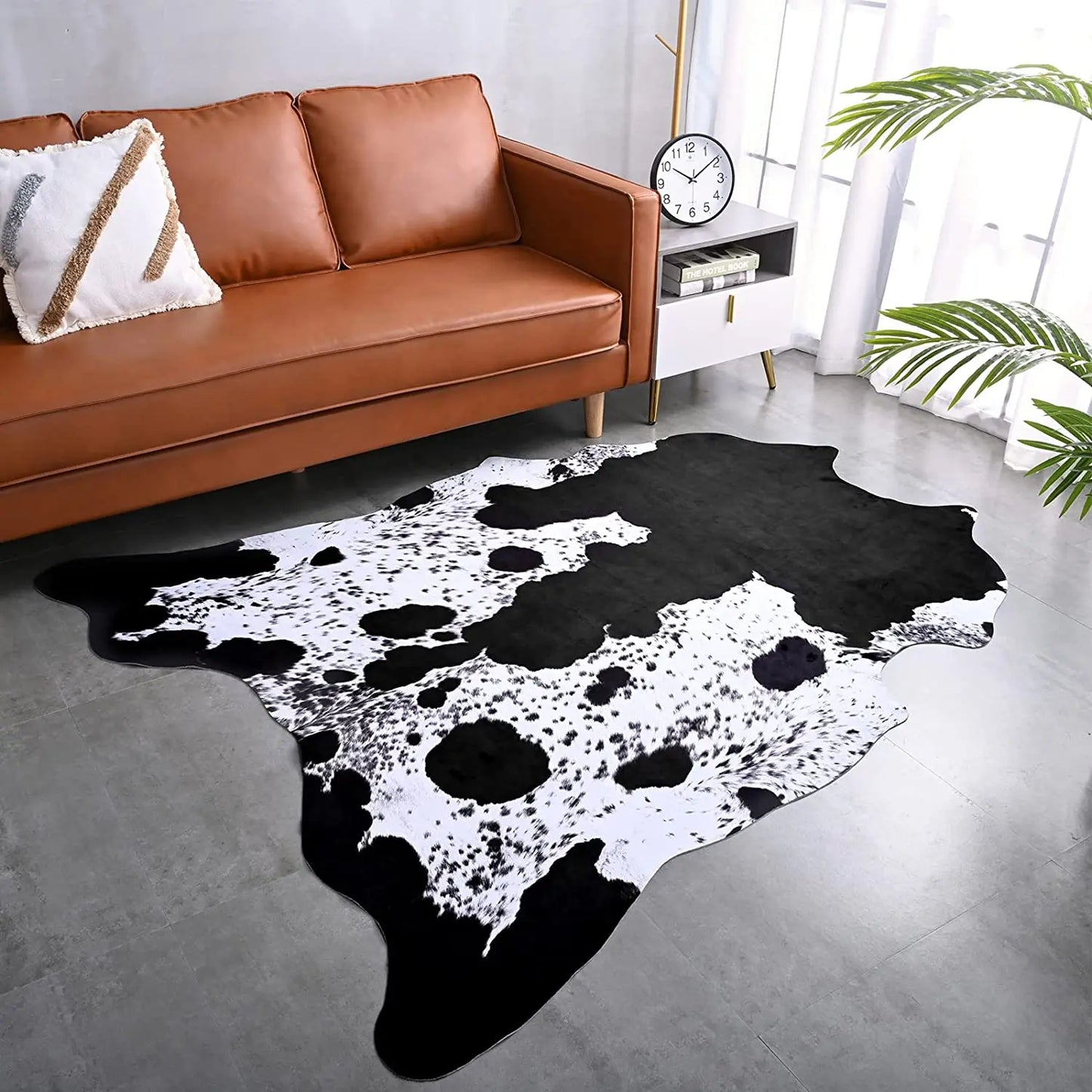 Imitation Cow Leather Area Rug Room Decor Industrial Style Modern Rug