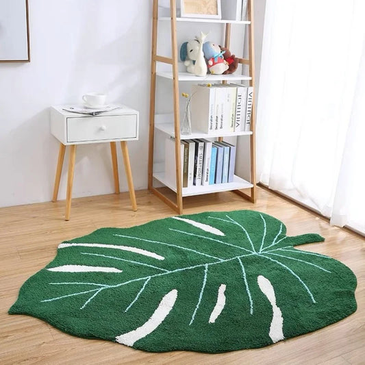 Creative Ins Leaf Rug Washable Study Irregular Decoration Plush Carpet