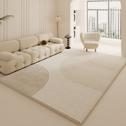 Modern Minimalist Rug – Creamy Long Fur Carpet for Living Room & Bedroom