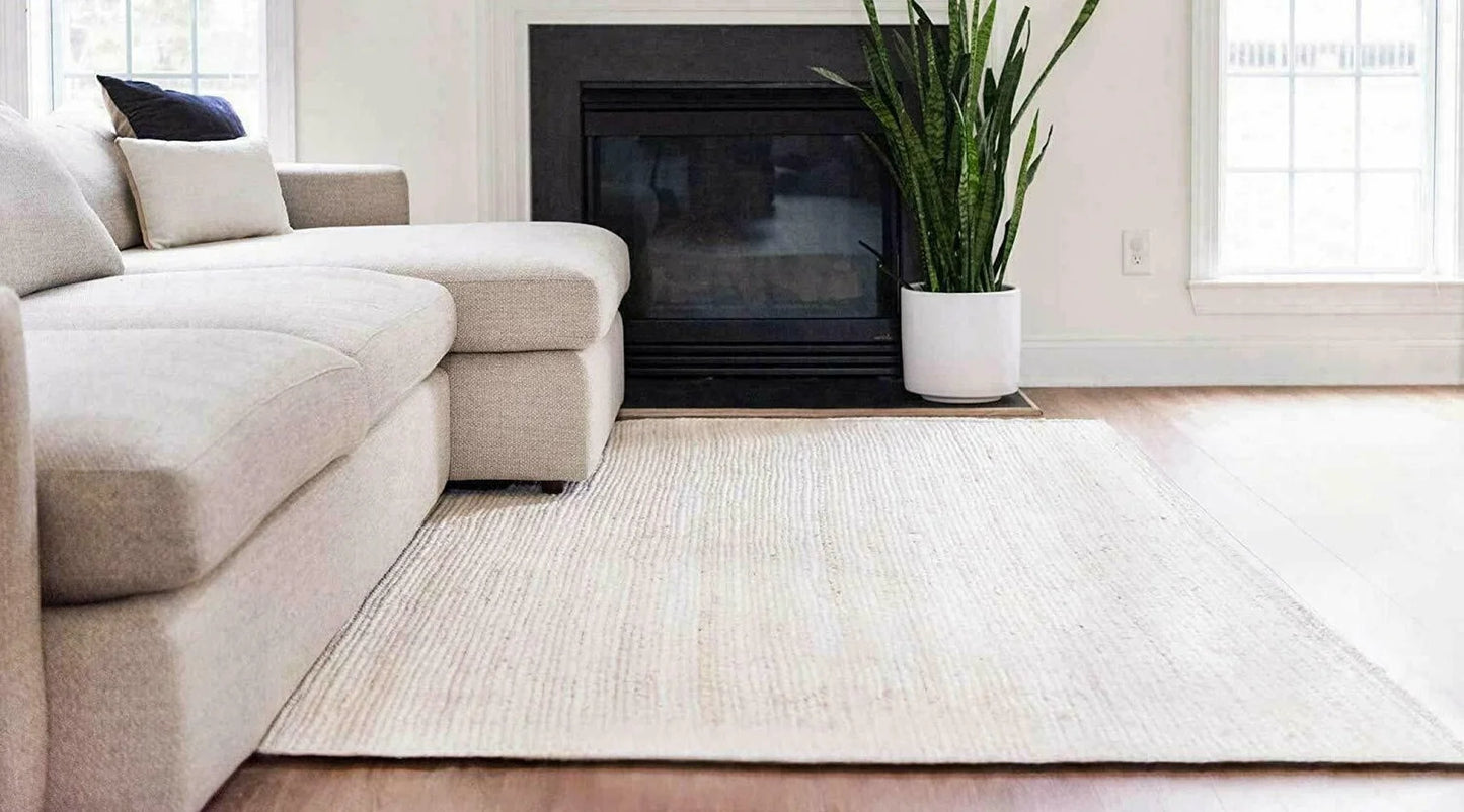 White Runner Rug 100% Natural Jute Braided Style Handmade Rug