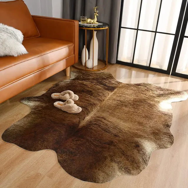 Imitation Cow Leather Area Rug Room Decor Industrial Style Modern Rug