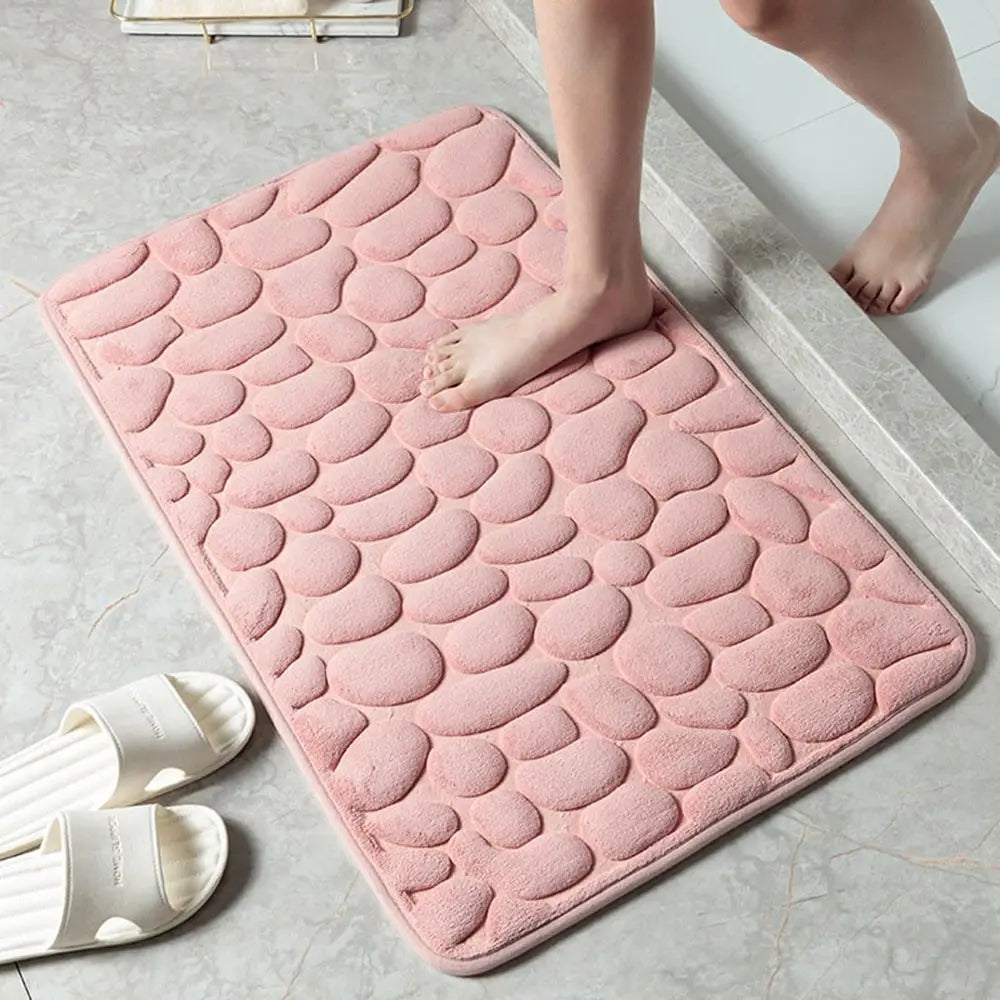 Cobblestone Embossed Bath Mat Non-slip Water Absorption Washable Mat