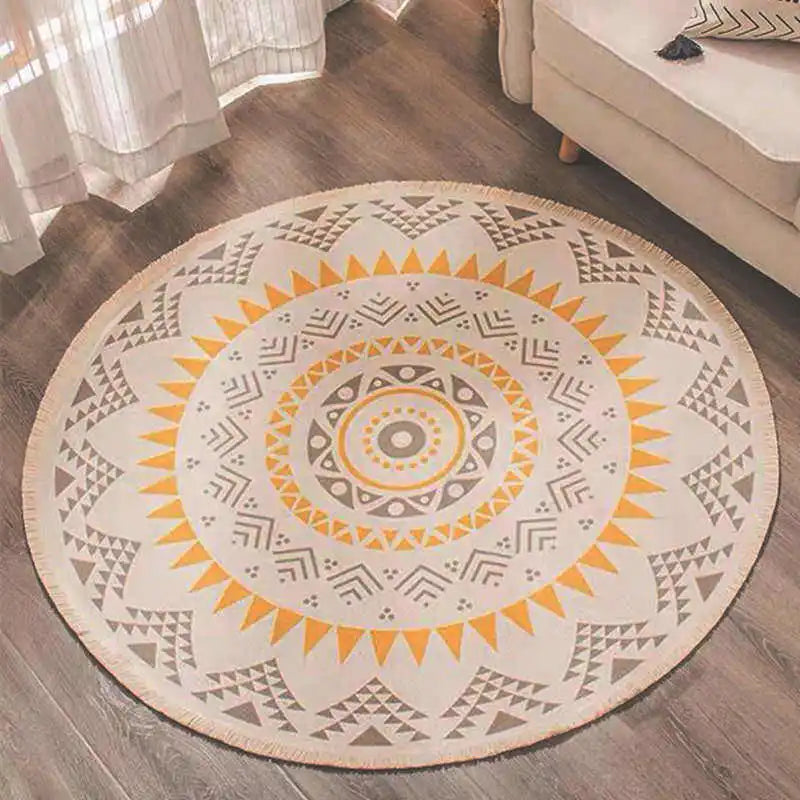 Mandala Round Nordic Bohemian Area Rugs Cotton Linen Tassels Rugs