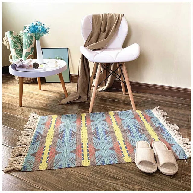 Cotton Tassel Home Weave Welcome Foot Pad Bedroom Study Room Floor Rug