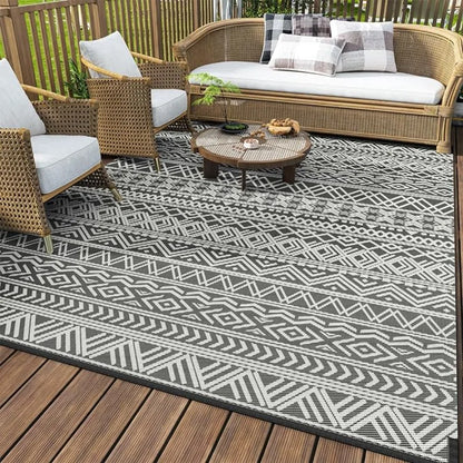 Outdoor Waterproof Round Reversible Patio Rug