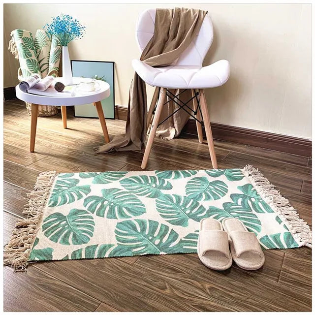 Cotton Tassel Home Weave Welcome Foot Pad Bedroom Study Room Floor Rug