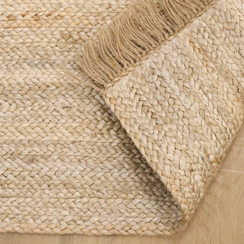 Natural Jute Hand Woven Wear Resistant Durable Tassel Rug