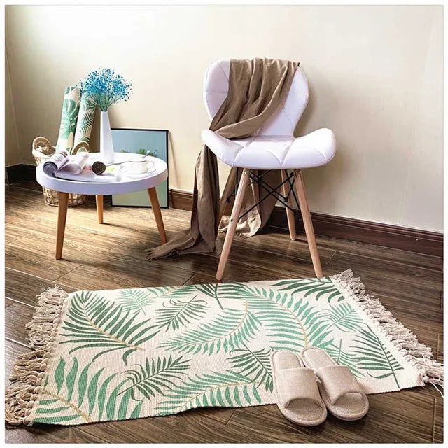 Cotton Tassel Home Weave Welcome Foot Pad Bedroom Study Room Floor Rug