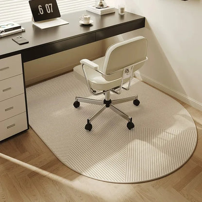 Study Chair Non-slip Beige Striped Rug TPR Bottom Area Rugs