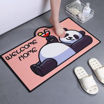 Cartoon Panda Bath Mat Super Absorbent Bathroom Mat