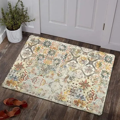 Floral Boho Floor Door Mat Non Slip Bathroom Kitchen Area Rug