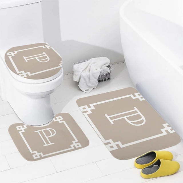 3pcs Letters and wreaths home bathroom anti-slip floor mat