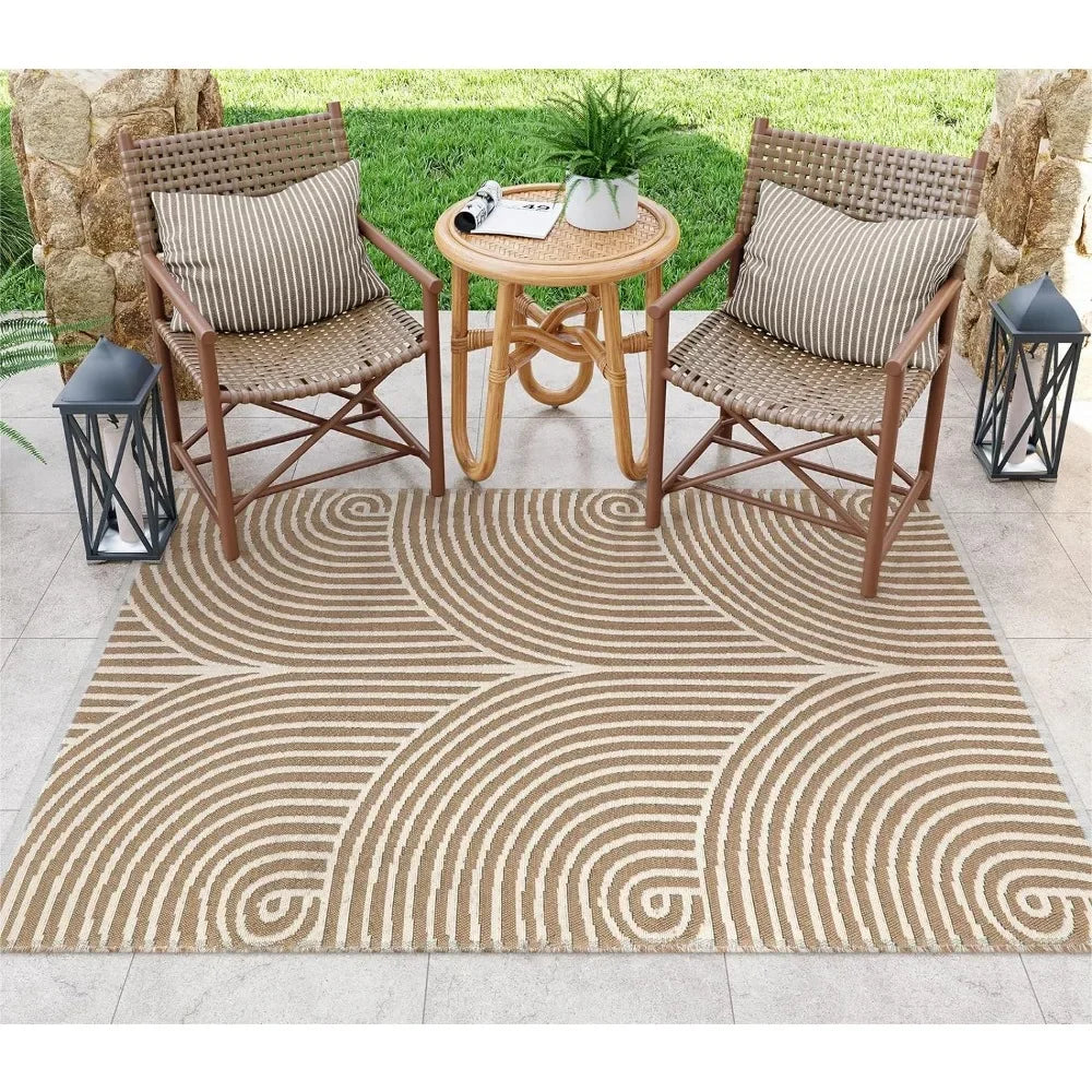 Outdoor Area Washable Indoor Tan Cotton Woven Living Room Rug