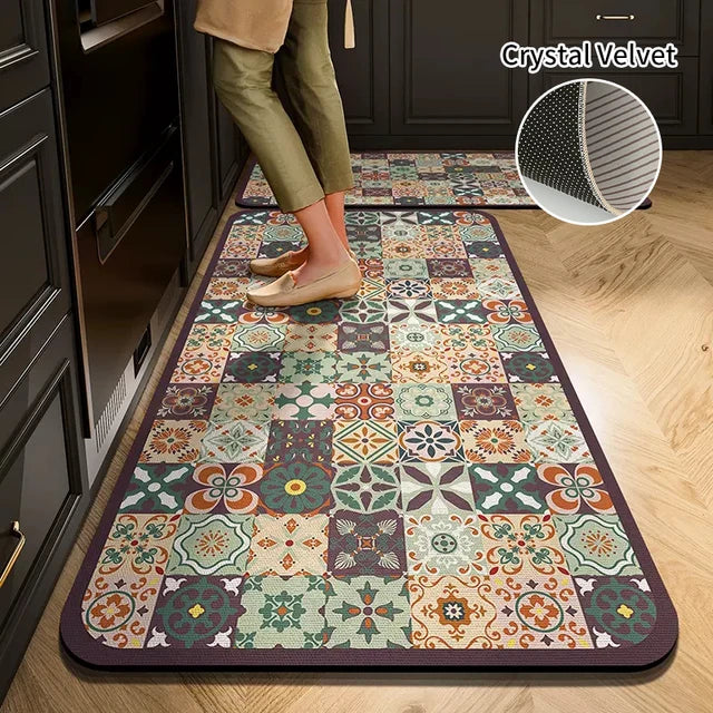 Kitchen Rug Absorbent Printed Non-slip Hallway Long Rug