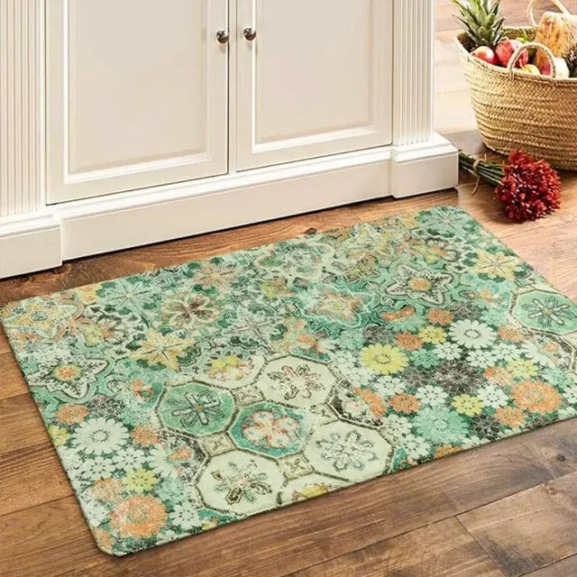 Floral Boho Floor Door Mat Non Slip Bathroom Kitchen Area Rug