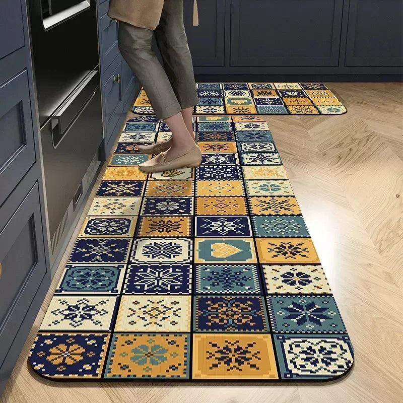 Kitchen Rug Absorbent Printed Non-slip Hallway Long Rug