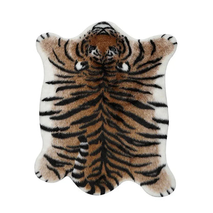 Soft Fluffy Tiger Faux Fur Hide Printed Animal Skins Area Rug