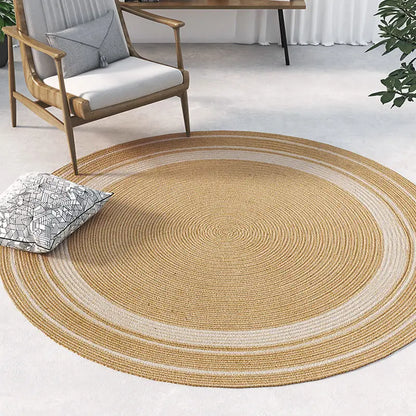 Natural Jute Round Rug Living Room Rattan Hand Weaving Rug