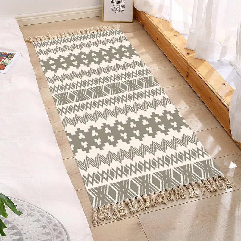 Boho Runner Rugs for Bedroom Living Room Cotton and Linen Home Rug