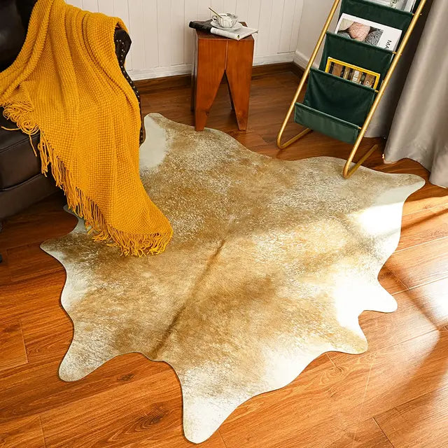 Imitation Cow Leather Area Rug Room Decor Industrial Style Modern Rug