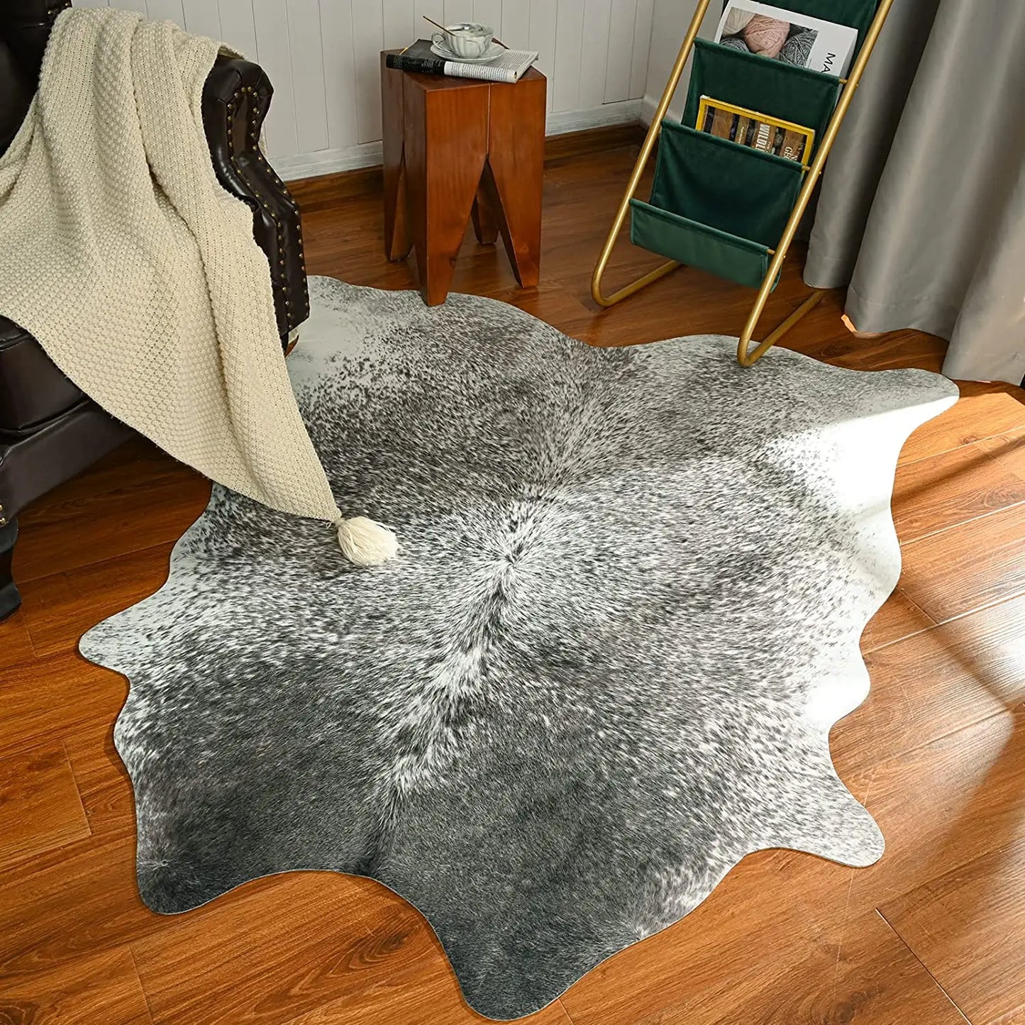 Imitation Cow Leather Area Rug Room Decor Industrial Style Modern Rug