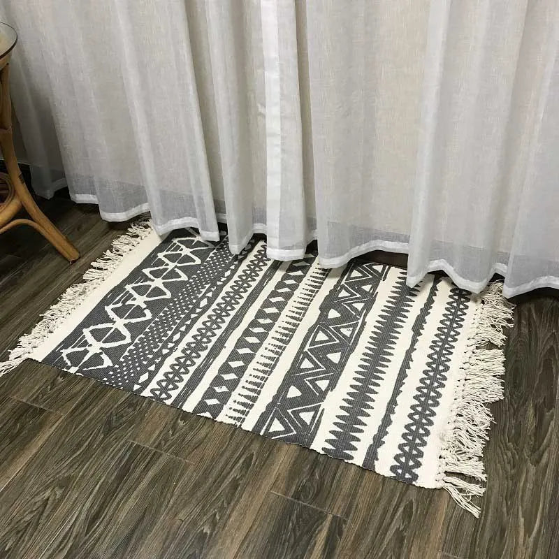 Cotton Tassel Home Weave Welcome Foot Pad Bedroom Study Room Floor Rug