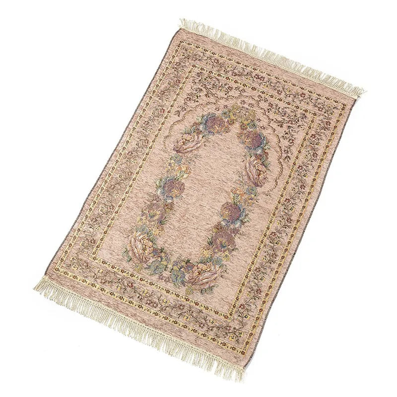 Muslim Worship Mat Prayer Chenille Cotton Islamic Blanket Rug