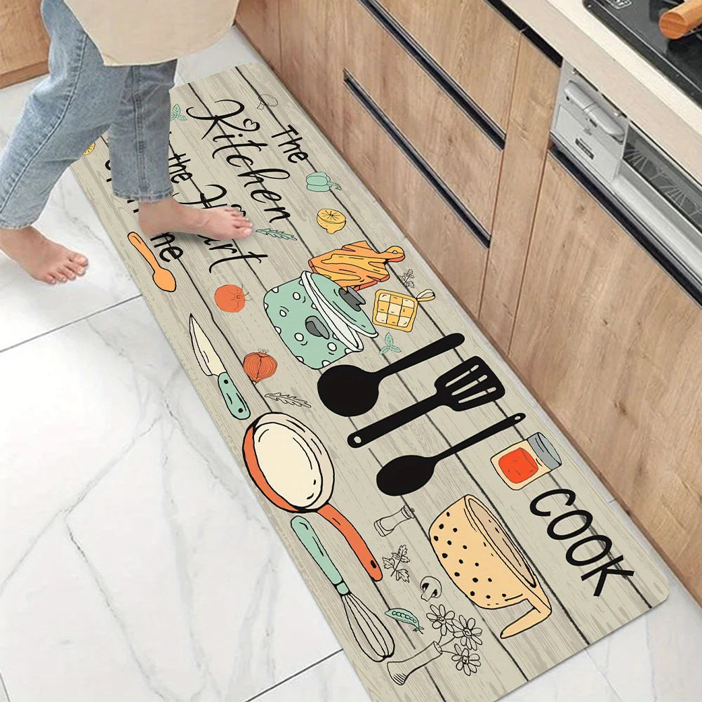 Cartoon knife and fork kitchen waterproof door home decoration Rug