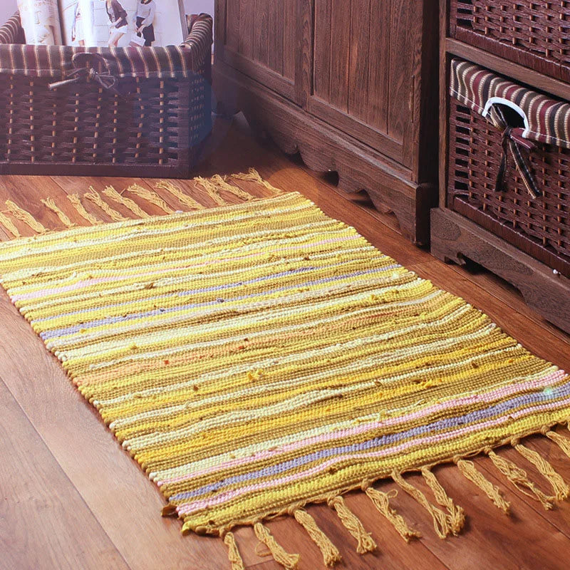 Nordic Cotton Linen Carpet for Living Room Bedroom Splicing Area Rug