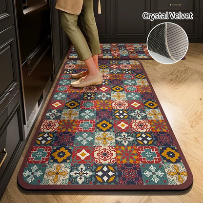 Kitchen Rug Absorbent Printed Non-slip Hallway Long Rug