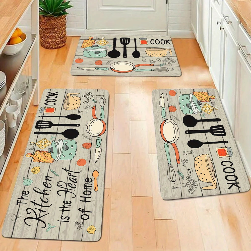 Cartoon knife and fork kitchen waterproof door home decoration Rug