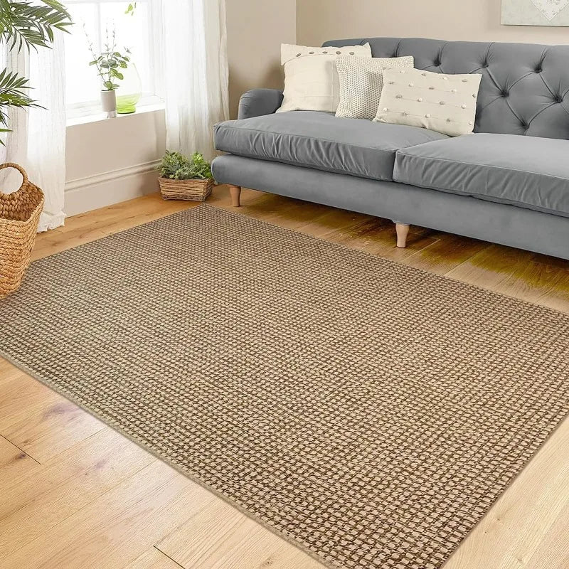 Boho 4x6 ft Washable Area Rug Natural Rubber Backed Living Room Rug