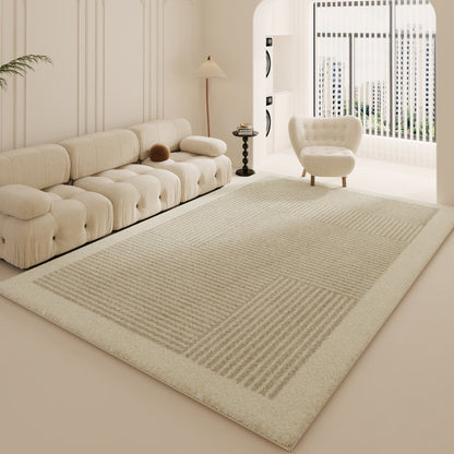 Modern Minimalist Rug – Creamy Long Fur Carpet for Living Room & Bedroom