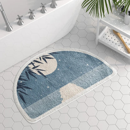 Plush Absorbent Bath Mat Morandi Style Semicircle Bathroom Rug