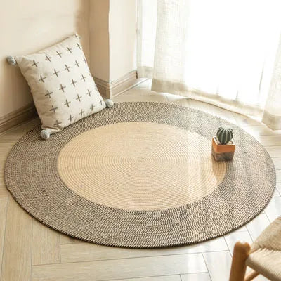 Natural Jute Round Rug Living Room Rattan Hand Weaving Rug