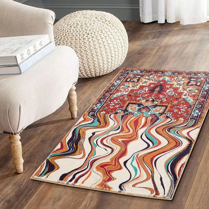 VIKAMA Bohemian Faux Cashmere Rug Non-Slip Vintage Tribal Rug