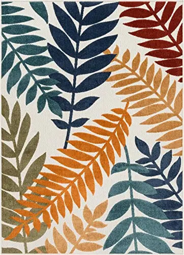 Modern Tropical Leaves Carpet for Patio Non-slip Decoration Rug