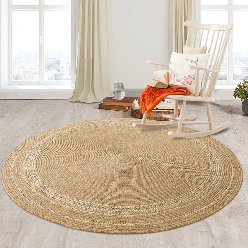 Natural Jute Hand Woven Rug Home Decoration Soft Wear Resistant Rug