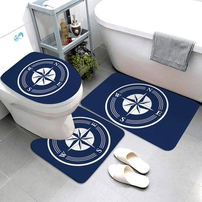 dark blue nautical series bathroom mat three-piece bathroom mat