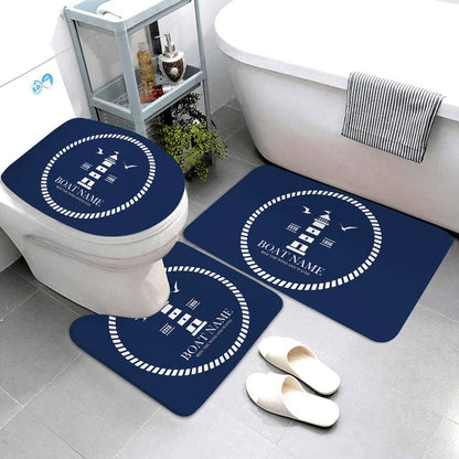 dark blue nautical series bathroom mat three-piece bathroom mat